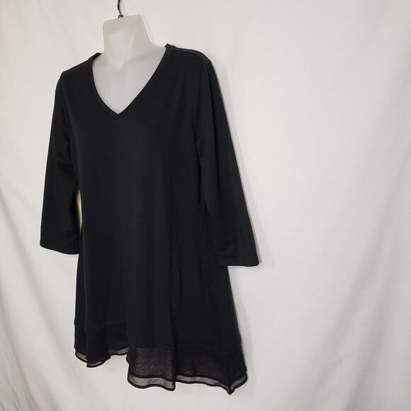 LOGO Lounge by Lori Goldstein Womens Top Small French Terry Tiered Chiffon Trim - Picture 5 of 9